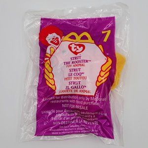 Strut The Rooster #7 McDonald’s Toy Retired 1999 New Sealed TY Teenie Beanie Bab